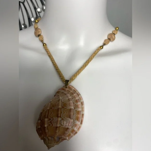 Miriam Haskell Vintage Snail Shell and Cord Necklace 16”